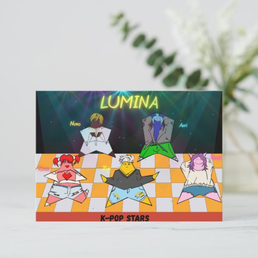 K-POPの誕生日招待状ポストカード 招待状 (スタンド正面)