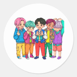 K-POPボーイバンドハート ラウンドシール