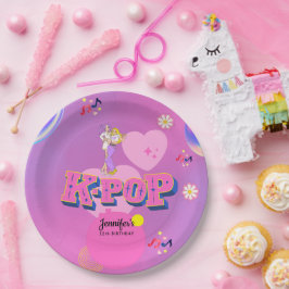 K-Popミュージックスターポップコリアンテーマ誕生日パーティー ペーパープレート
