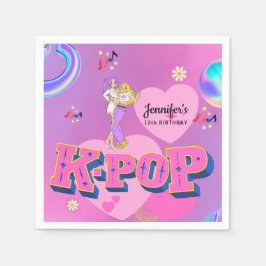 K-Popミュージックスターポップテーマ誕生日パーティー スタンダードカクテルナプキン