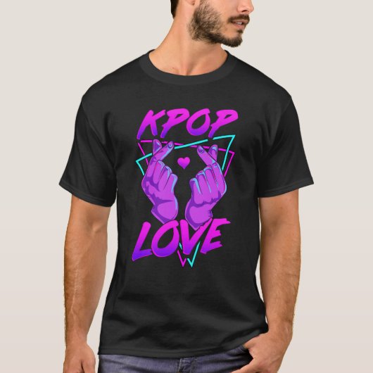K-POP大好きハートサイン Tシャツ (正面)