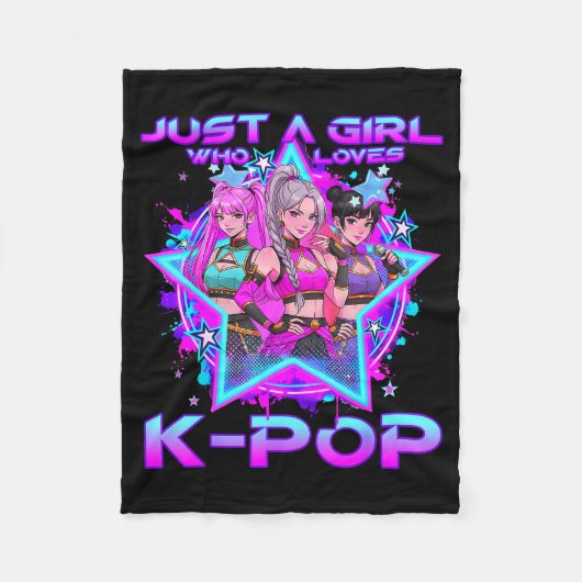 K-POP大好き女子 キッズ ガールズ K-POP 誕生日 フリースブランケット (正面)