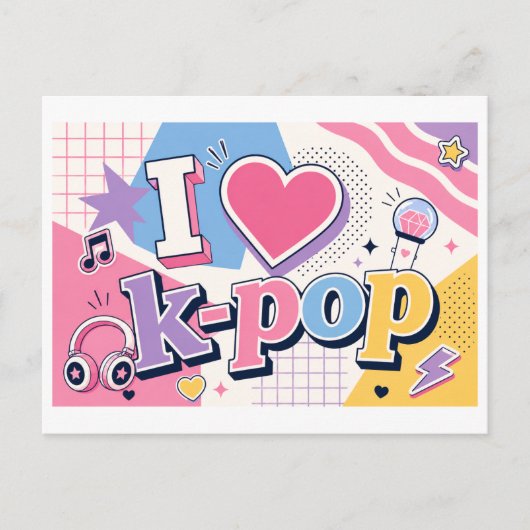 "K-Pop大好き" ポストカード (正面)