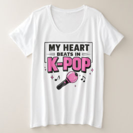 K-POP好きのハートビートグラフィックTシャツ プラスサイズTシャツ