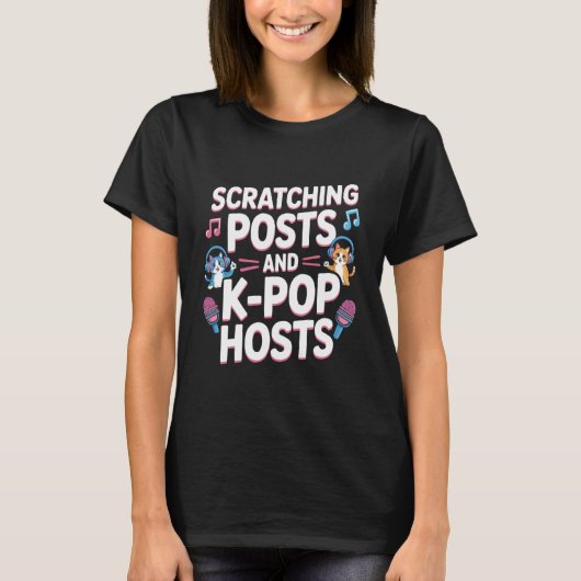 K-Pop ダンス 韓国ポップミュージック 猫の飼い主 韓国 Tシャツ (正面)