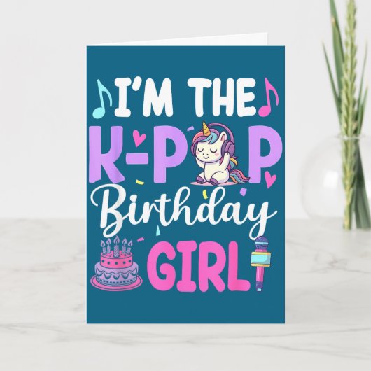 K-POP 誕生日の女の子のユニコーン K-POP 誕生日 カード (正面)