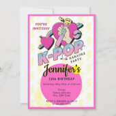 K-POP 韓流 ミュージック スター おしゃれな 誕生日パーティー 招待状 (正面)