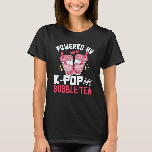K Pop Bubble Tea Boba Korean Pink K Pop Music Tシャツ (正面)