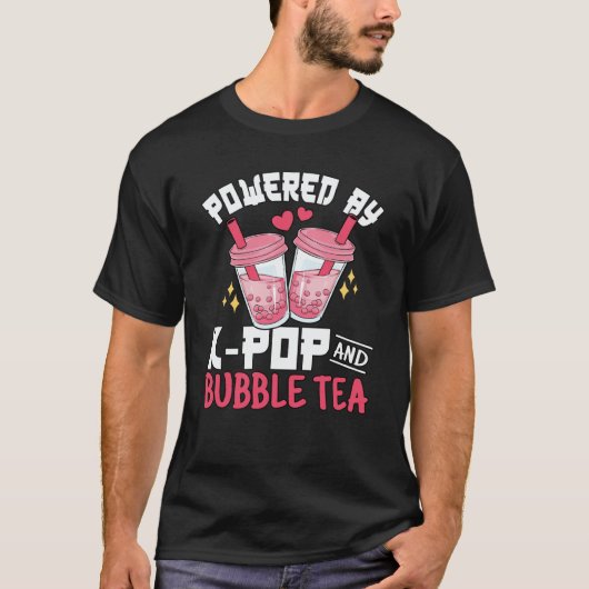 K Pop Bubble Tea Boba Korean Pink K Pop Music Tシャツ (正面)