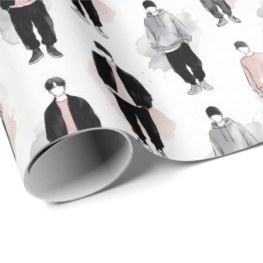 K-Pop Idols Silhouette Aesthetic Seamless Pattern  ラッピングペーパー (ロールコーナー)