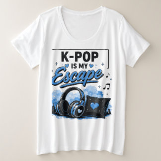 K-POP Is My Escape ヘッドフォングラフィックTシャツ プラスサイズTシャツ