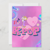 K-Pop Music Star  Korean Pop Theme Birthday Party 招待状 (裏面)