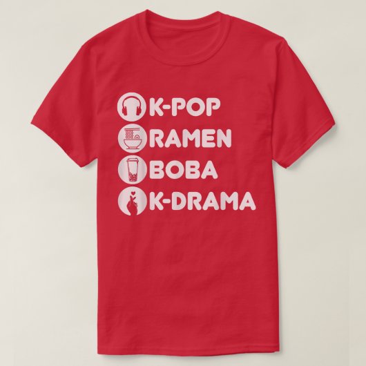 K-Pop Ramen Boba K-Drama Korean  Tシャツ (デザイン正面)