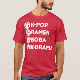 K-Pop Ramen Boba K-Drama Korean  Tシャツ