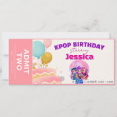K-Pop Theme Concert Ticket Birthday Invitation  招待状 (正面)