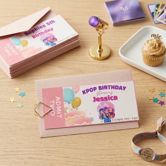 K-Pop Theme Concert Ticket Birthday Invitation  招待状