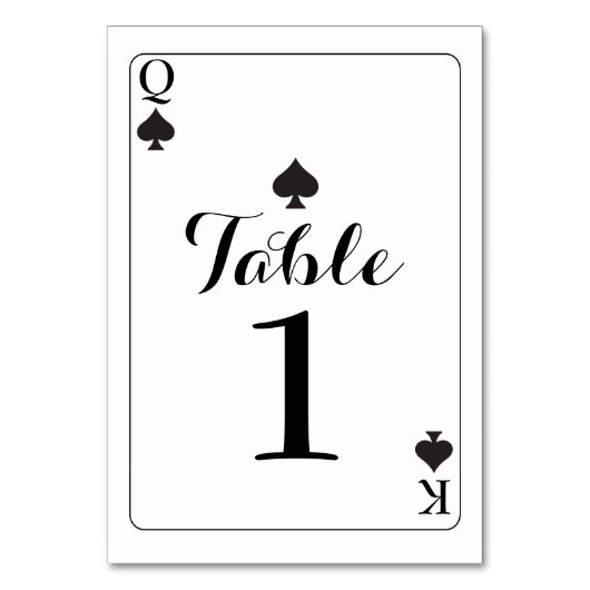 K Qのエースのスペードのトランプを結婚するテーブル数 テーブルナンバー (正面)