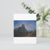 K. Schinkelによる海の岩の上のゴシック教会 ポストカード (スタンド正面)