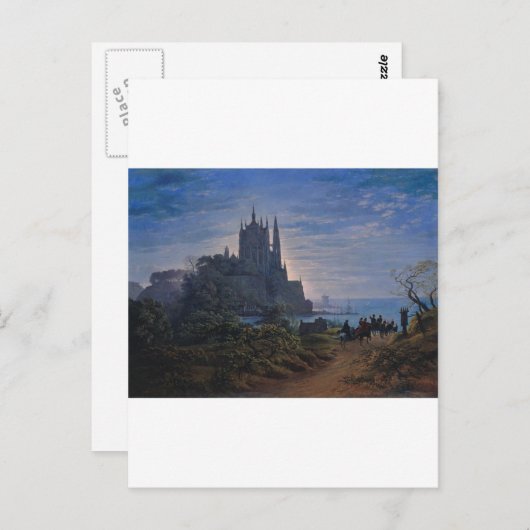 K. Schinkelによる海の岩の上のゴシック教会 ポストカード (正面/裏面)