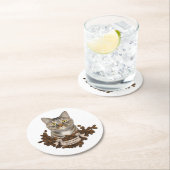 K Tpawが付いているコーヒー ラウンドペーパーコースター (インサイチュ)