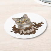 K Tpawが付いているコーヒー ラウンドペーパーコースター (アングル)