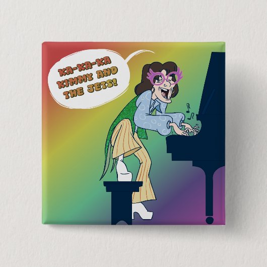 KaのKaのKa Kimmyおよびジェット機はボタンがかかります 缶バッジ (正面)