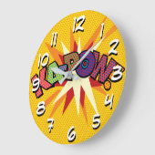 KA-POWおもしろいレトロ漫画ブックアーポップ・アートのト ラージ壁時計 (傾斜)