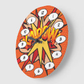 KA-POWおもしろい漫画ブックモダンタイポグラフィ ラージ壁時計 (傾斜)