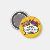 KA-POW日付を保存おもしろいレトロ漫画ブックアーポップ・アートのト マグネット (正面/裏面)