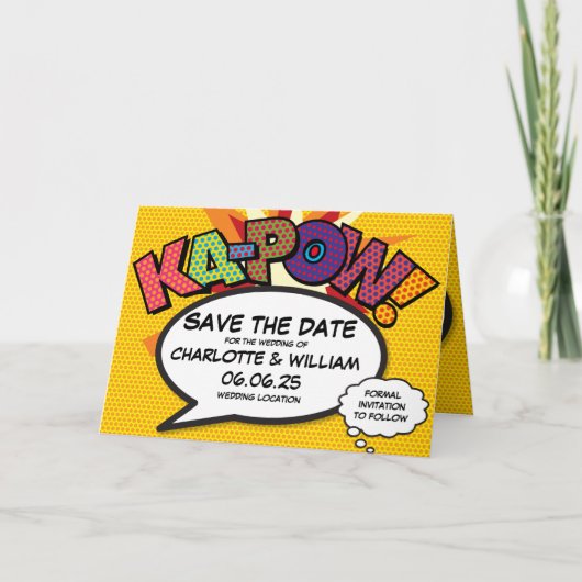 KA-POW日付を保存おもしろいレトロ漫画ブックアーポップ・アートのト 案内状 (正面)