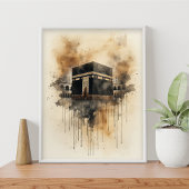 Kaaba Watercolor Art – Sacred Islamic Symbol ポスター