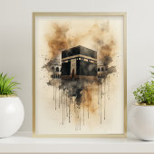 Kaaba Watercolor Art – Sacred Islamic Symbol ポスター