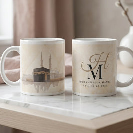 Kaaba Wedding Gift | Muslim Couple Names Monogram  ジャンボコーヒーマグカップ