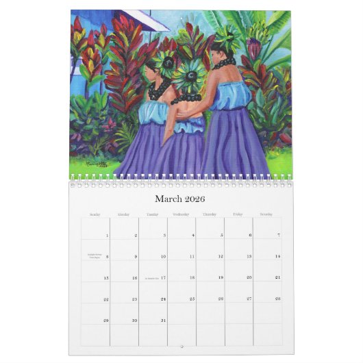 Kaai Hawaii Calendarからアロハ カレンダー (3月 2026)