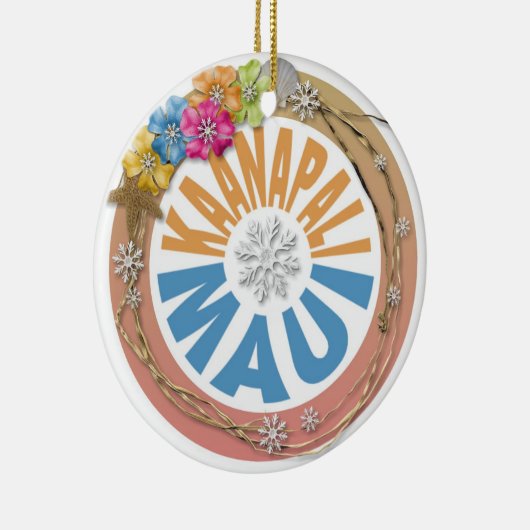 Kaanapaliマウイハワイのハイビスカスの休日のオーナメント セラミックオーナメント (右)