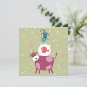 kaart beterschap, tekening koe, vis in kom  カード (スタンド正面)