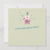 kaart beterschap, tekening koe, vis in kom  カード (裏面)