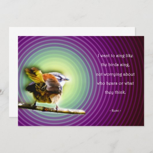 Kaart enkel met gedicht Rumi - Sing like the birds (正面/裏面)