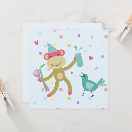 kaart felicitatie aapje カード (正面/裏面インサイチュ)