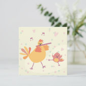kaart felicitatie kip met dwarsfluit カード (スタンド正面)