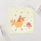 kaart felicitatie kip met dwarsfluit カード (正面/裏面インサイチュ)