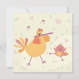 kaart felicitatie kip met dwarsfluit カード