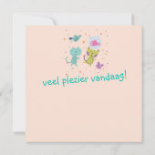 kaart felicitatie tekening 2 poezen en vis  カード (裏面)