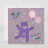  kaart uitnodiging beertje met ballon (正面)