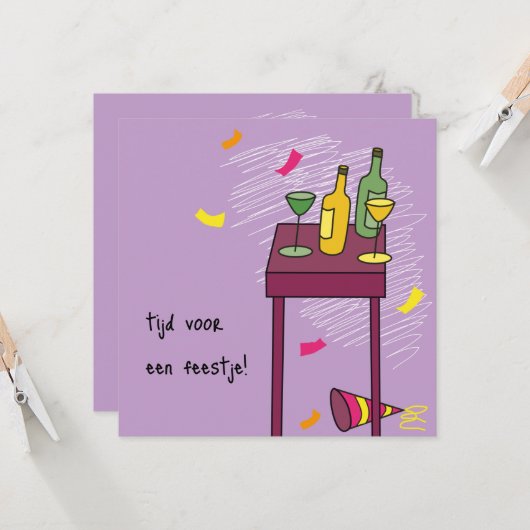 kaart uitnodiging feestje カード (正面/裏面インサイチュ)