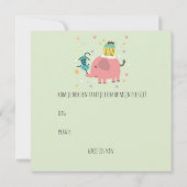 kaart uitnodiging feestje olifantje poes en taart カード (裏面)