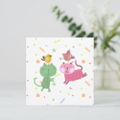 kaart verjaardag 2 poezen 2 vogeltjes カード (スタンド正面)