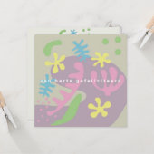 kaart verjaardag abstracte bloemen カード (正面/裏面インサイチュ)