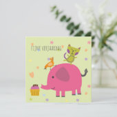 kaart verjaardag olifantje poes en cupcake カード (スタンド正面)