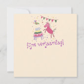  kaart verjaardag paardje met taart カード (裏面)